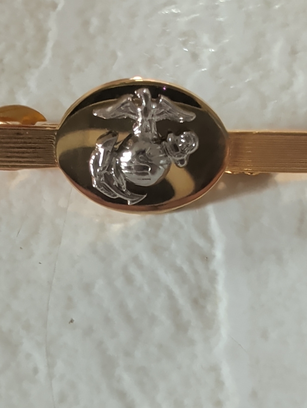 C de C Gold and Silver Eagle Globe Anchor Tie Bar